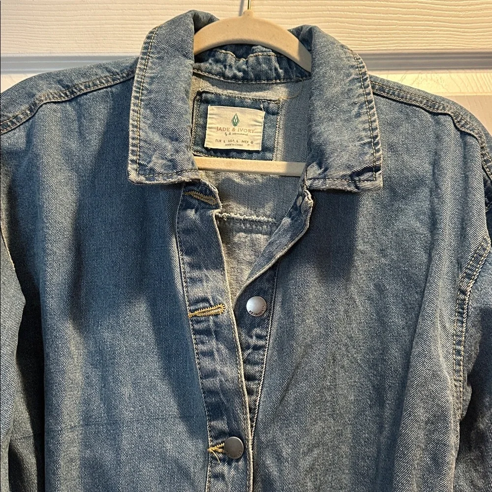 Jade & Ivory Denim Belted Barn Denim Jacket L Chore Wear Coat - Picture 3 of 6